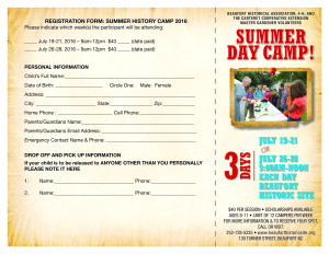 2016 Summer Camp brochure